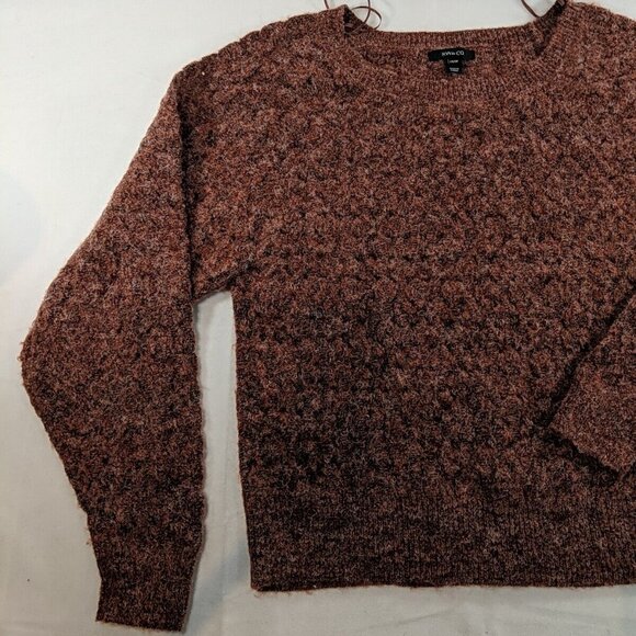 RW & Co. XS Women's Lightweight Open-Knit Sweater Wool Blend Red Heather Long - Picture 5 of 13